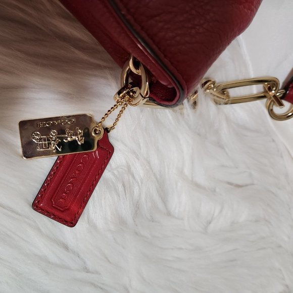 LIKE NEW "COACH" MADISON RED LEATHER SHOULDER FLAP BAG - Picture 14 of 16